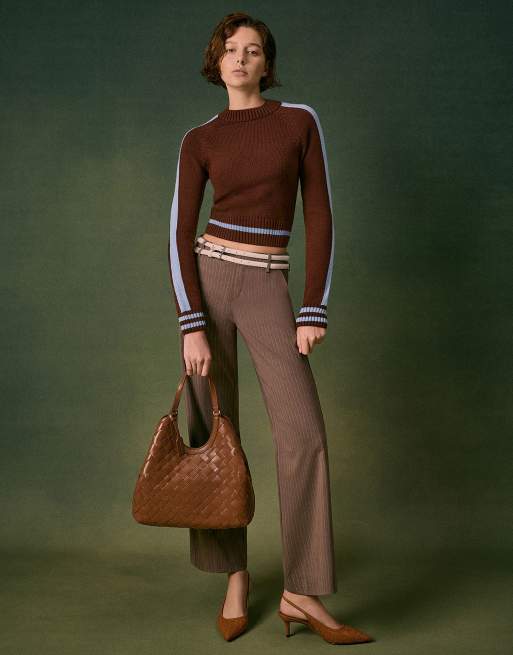 Charles & Keith Ivette woven tote bag in chocolate, 2 of 4