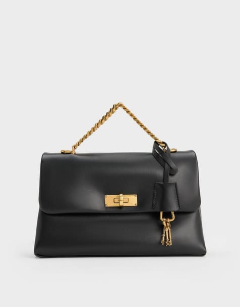Charles & Keith Kerry chain-handle crossbody bag in black - view 1