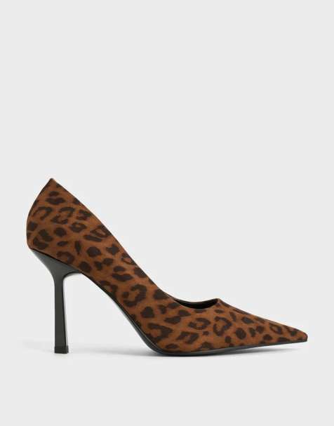 Charles & Keith Leopard-print pointed-toe pumps in animal print brown - view 1