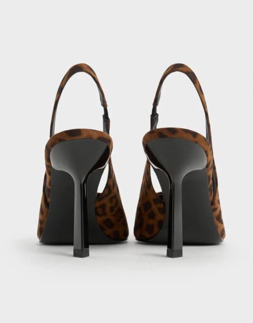 Charles & Keith Leopard-print pointed-toe slingback pumps in animal print brown, 4 of 4