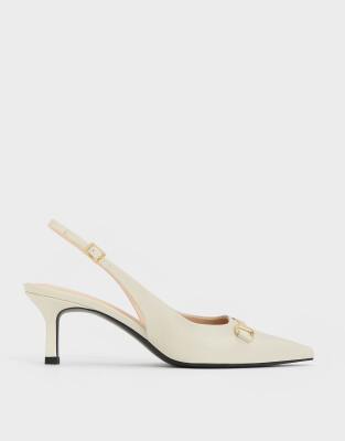  Leslie metallic-accent slingback pumps in chalk