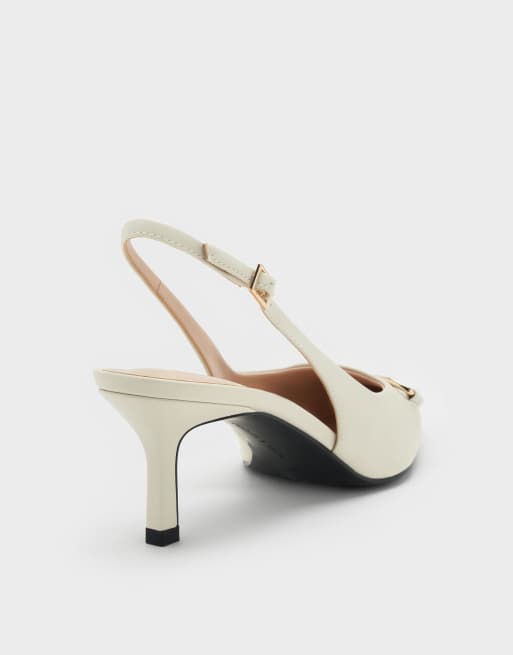 Charles & Keith Leslie metallic-accent slingback pumps in chalk, 3 of 4