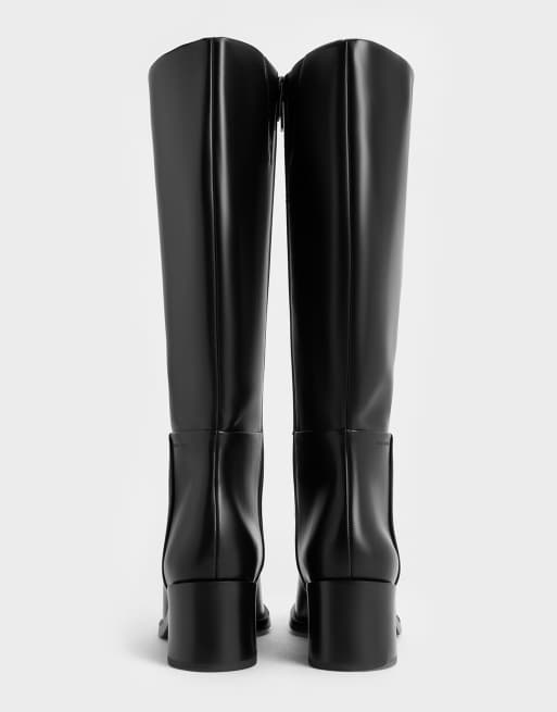 Charles & Keith Louise block-heel knee-high boots in black, 3 of 4