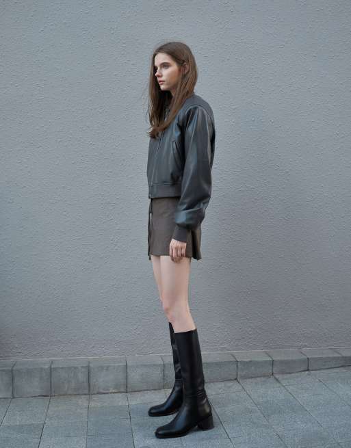 Charles & Keith Louise block-heel knee-high boots in black, 4 of 4