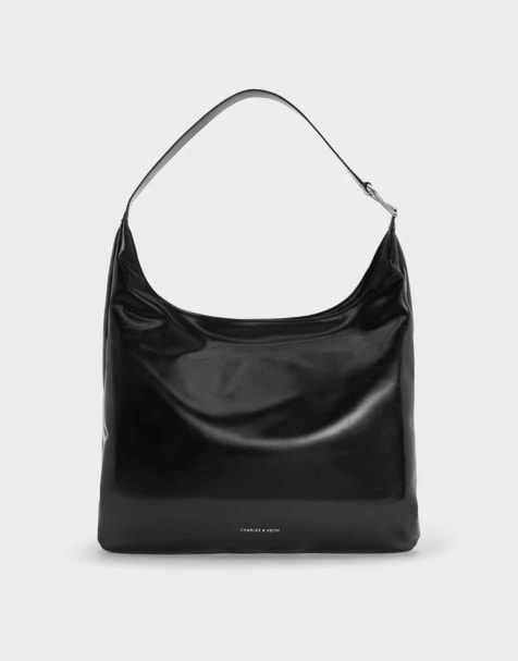 Charles & Keith Lumen slouchy bag in noir - view 1