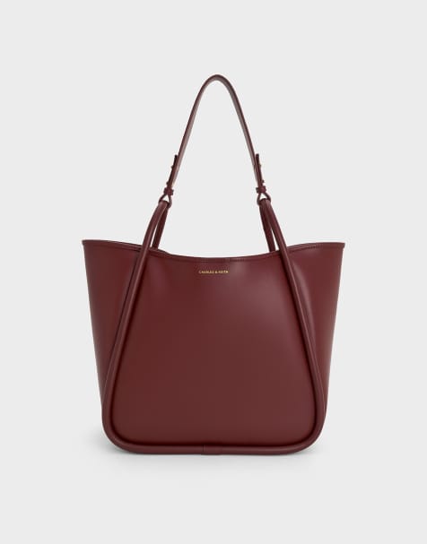 Charles & Keith Lyla tubular slouchy tote bag in mulberry plum - view 1