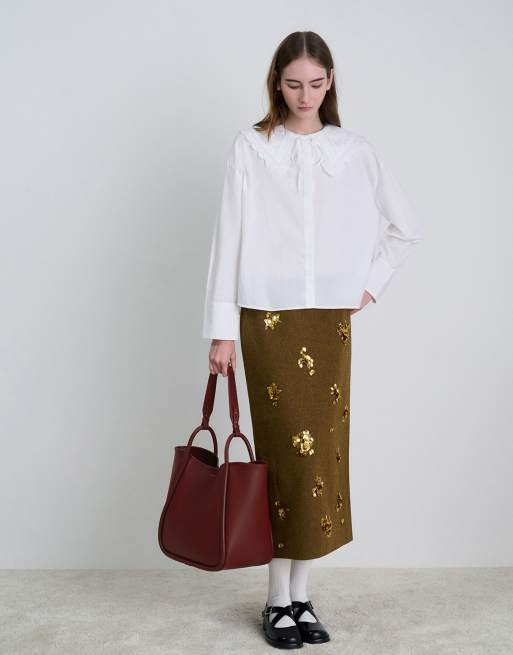 Charles & Keith Lyla tubular slouchy tote bag in mulberry plum, 4 of 4