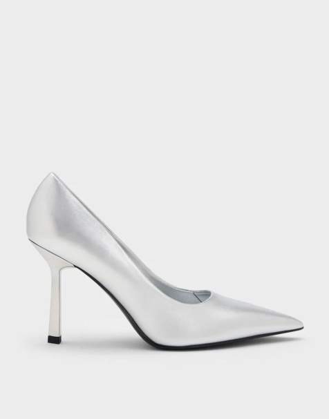 Charles & Keith Metallic pointed-toe pumps in silver - view 1