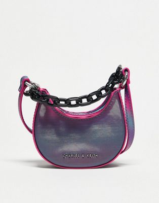 Charles & Keith mini crossbody bag with chunky chain in ombre pink