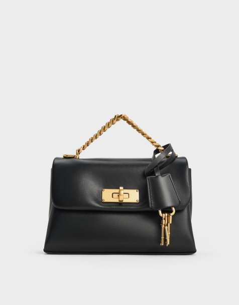 Charles & Keith Mini kerry chain-handle crossbody bag in black - view 1