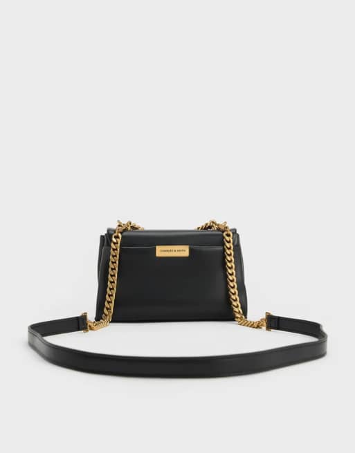 Charles & Keith Mini kerry chain-handle crossbody bag in black | ASOS