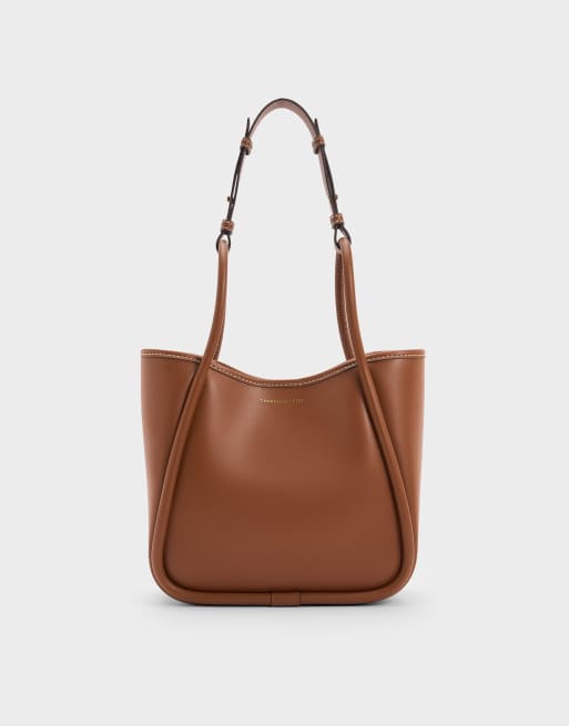 Charles & Keith Mini lyla tubular tote bag in chocolate, 4 of 4