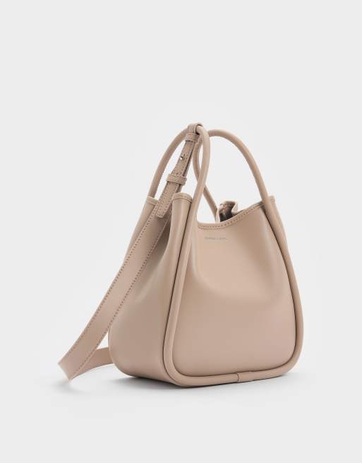 Charles & Keith Mini lyla tubular tote bag in taupe, 4 of 4