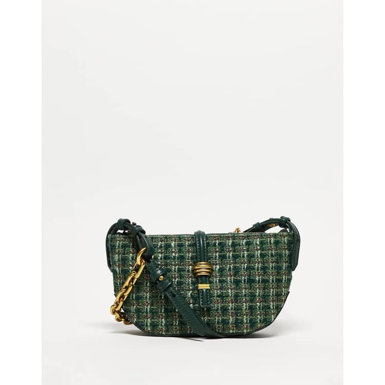 【PORTERNA】Labo tweed shoulder bag Pink Flap Flower Tweed Satchel Shoulder Chain Bag with