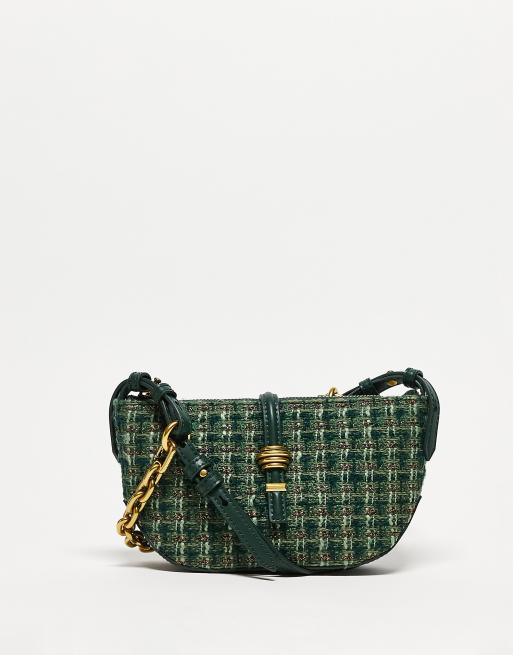 Multicoloured Curved Handle Tweed Shoulder Bag - CHARLES & KEITH US