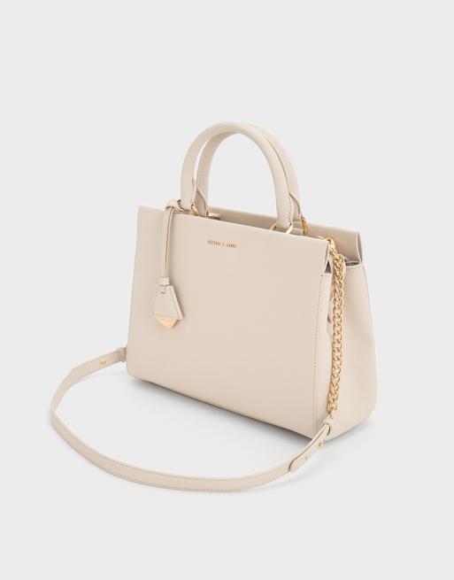 Charles & Keith Mirabelle structured top handle bag in ivory, 2 of 4