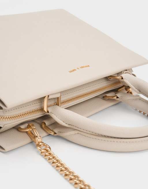 Charles & Keith Mirabelle structured top handle bag in ivory, 3 of 4