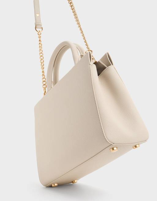 Charles & Keith Mirabelle structured top handle bag in ivory, 4 of 4