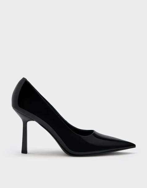 Charles & Keith Patent pointed-toe pumps in black - view 1
