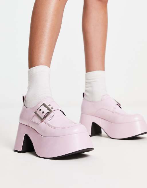 Pink clearance platform loafers