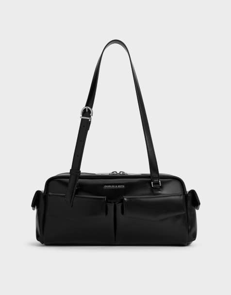 Charles & Keith Rachel elongated multi-pocket shoulder bag in noir - view 1