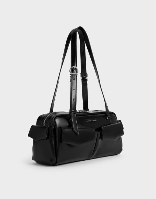Charles & Keith Rachel elongated multi-pocket shoulder bag in noir, 2 of 4
