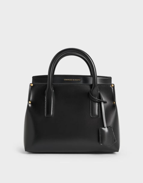 Charles & Keith Rene top handle bag in black - view 1
