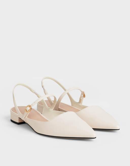 Charles & Keith Roxane slingback mary jane flats in chalk, 3 of 4