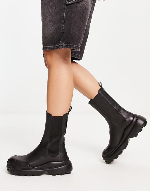 Charles Keith rubber calf boots in black ASOS