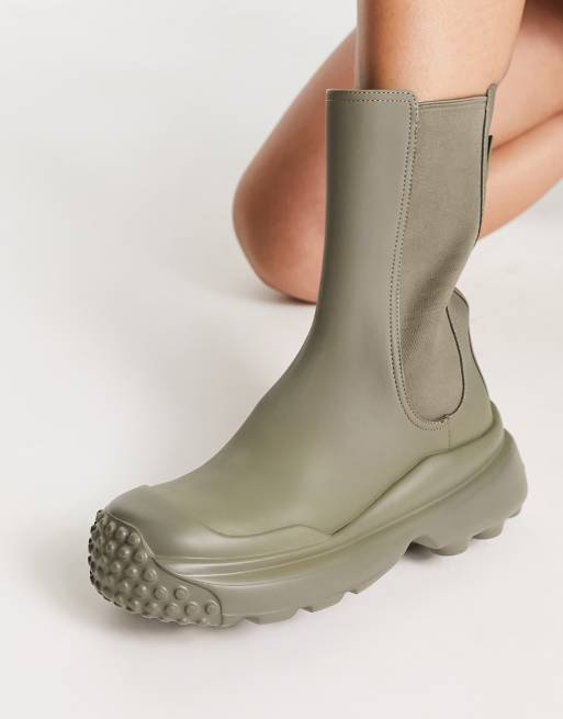 Charles Keith rubber calf boots in olive