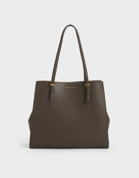 Charles & Keith Sansa tote bag in dark moss - view 1