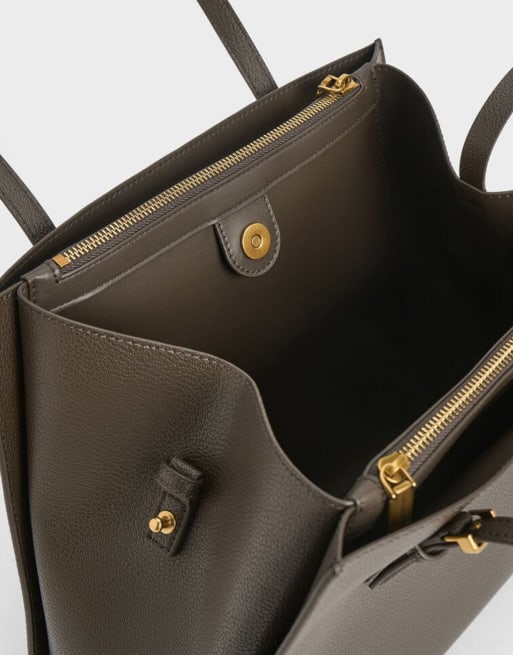 Charles & Keith Sansa tote bag in dark moss, 3 of 4