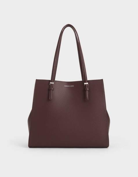 Charles & Keith Sansa tote bag in plum - view 1