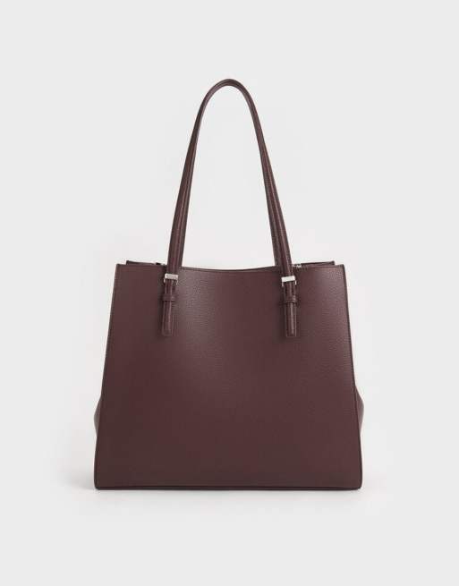 Charles & Keith Sansa tote bag in plum, 3 of 4