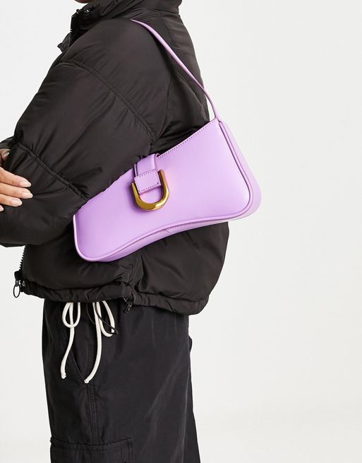 Charles & Keith shoulder bag in purple with gold buckle | ASOS