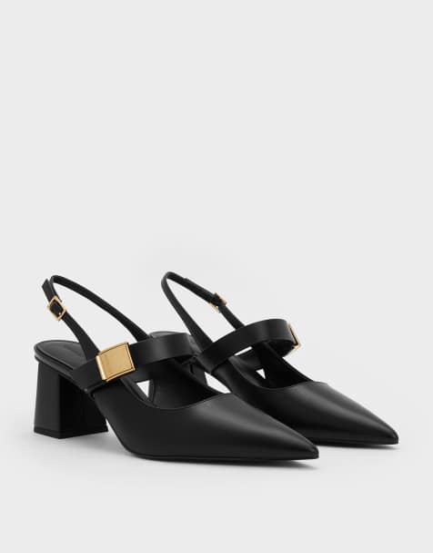 Charles & Keith Yvette mary jane slingback pumps in black - view 1