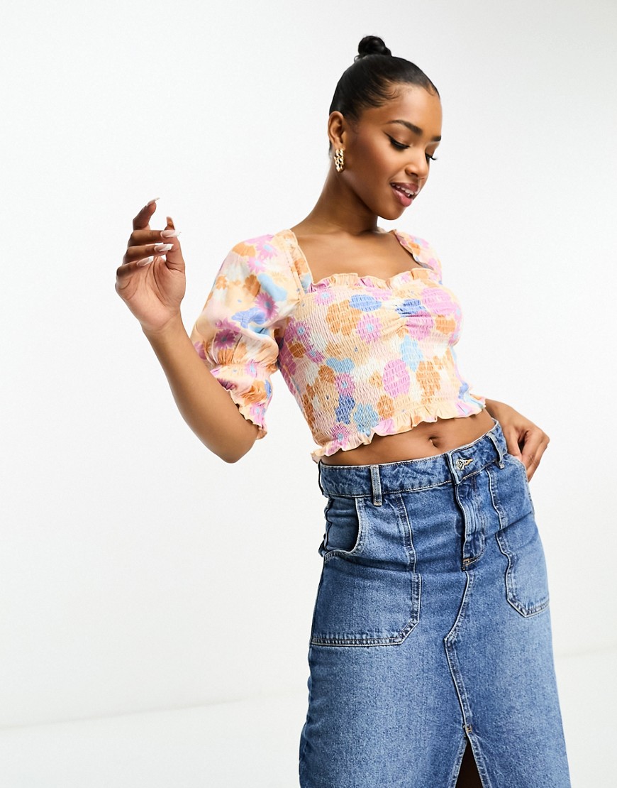 Charlie Holiday Daisy Printed Bustier Top In Multi