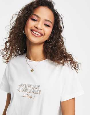 Charlie Holiday Give Me A Break logo t-shirt in white