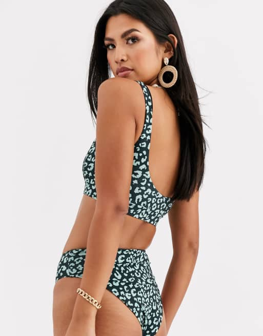 Charlie Holiday – Grön leopardmönstrad bikiniöverdel, 2 av 4