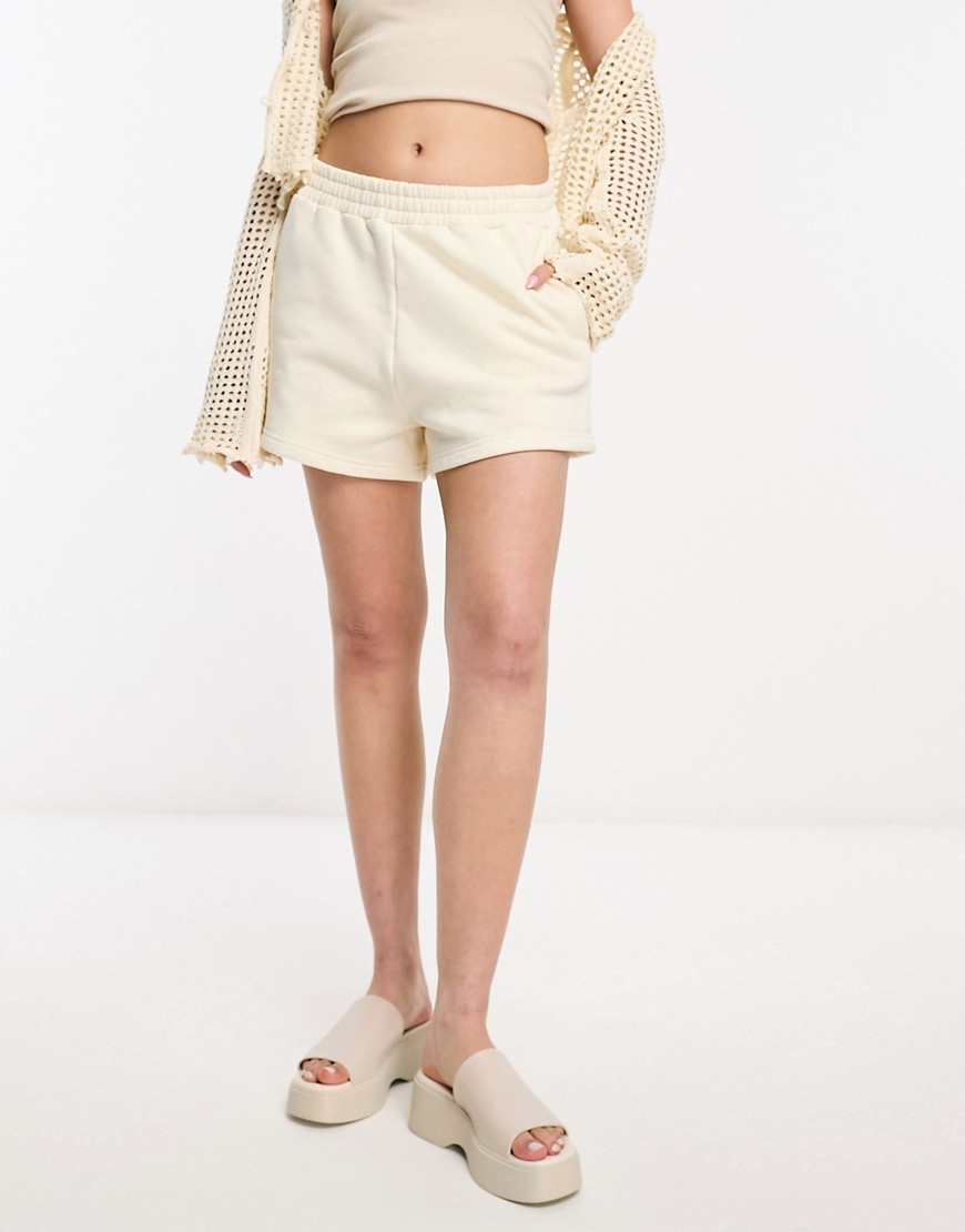 Charlie Holiday Hotel jersey shorts in cream-White