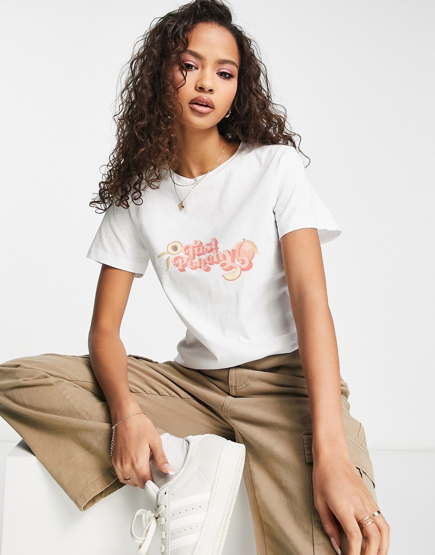 Charlie Holiday Just Peachy slim t-shirt in white