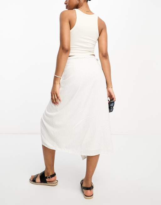 White knot outlet midi skirt