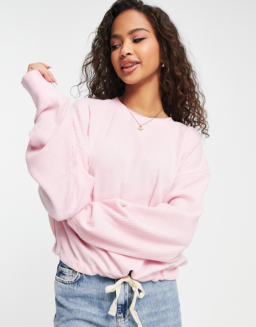Charlie Holiday Locale waffle sweatshirt in pink - part of a set