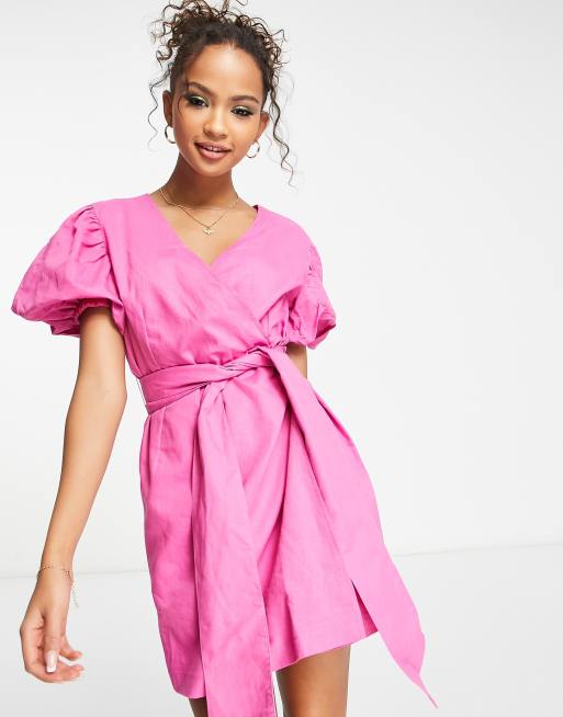 Charlie Holiday Marguax wrap mini dress in pink ASOS