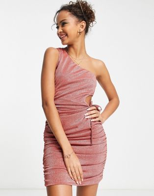 Charlie Holiday Peta cut out ruched dress in pink - Click1Get2 Sale