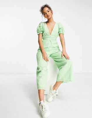 Charlie Holiday plunge neck jumpsuit in green - Click1Get2 Offers