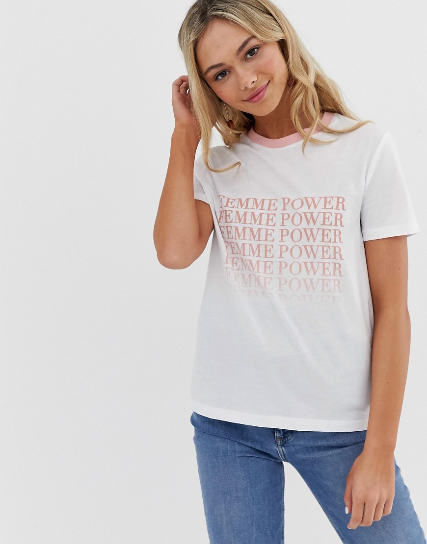 Charlie T-shirt med girl boss-print fra Only-Hvid