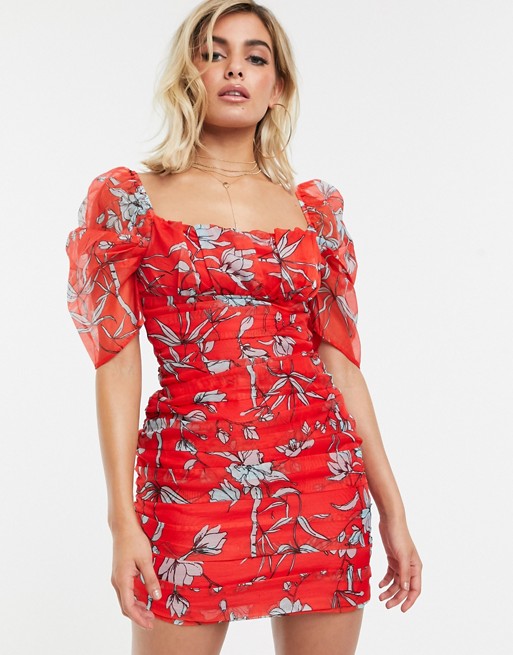 Charlie Vacation beach milkmaid dress in red floral ASOS