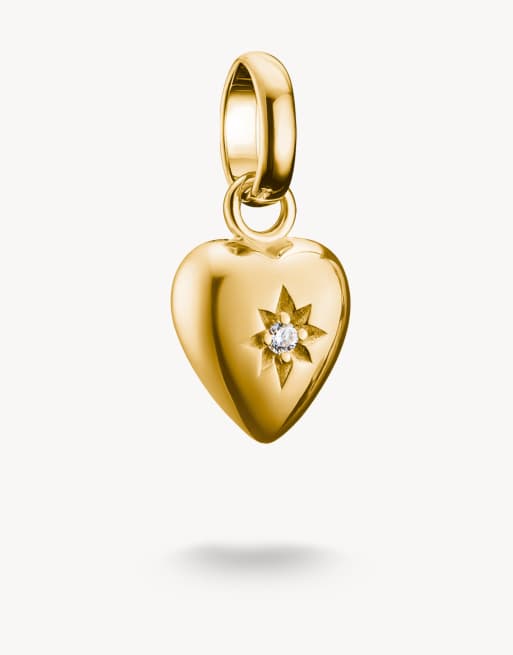 Charm color oro amarillo y blanco con diseño de corazón con estrella Connect de Thomas Sabo