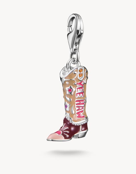 Charm de bota de cowboy plateada, naranja, violeta y beis de Thomas Sabo - view 1